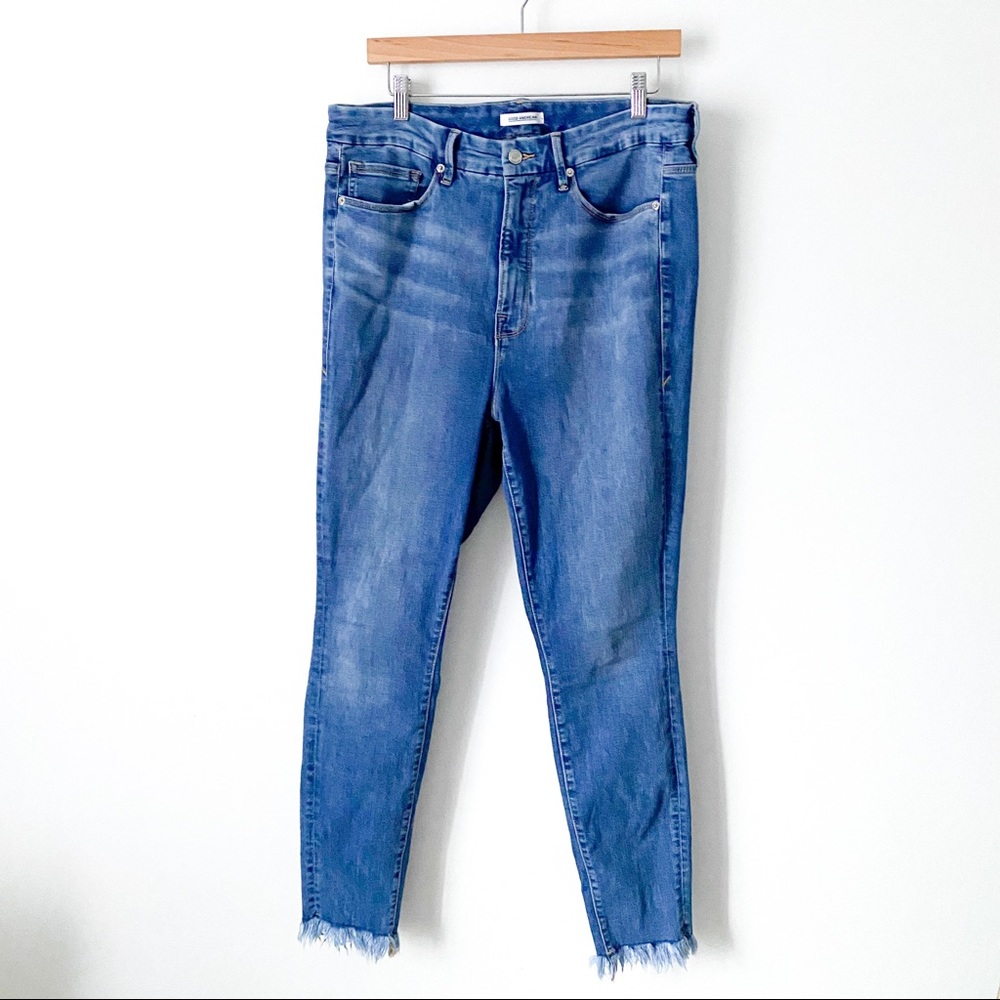 ⭐️ Good American | Light Wash High Rise Good Legs Raw Hem Skinny Jeans